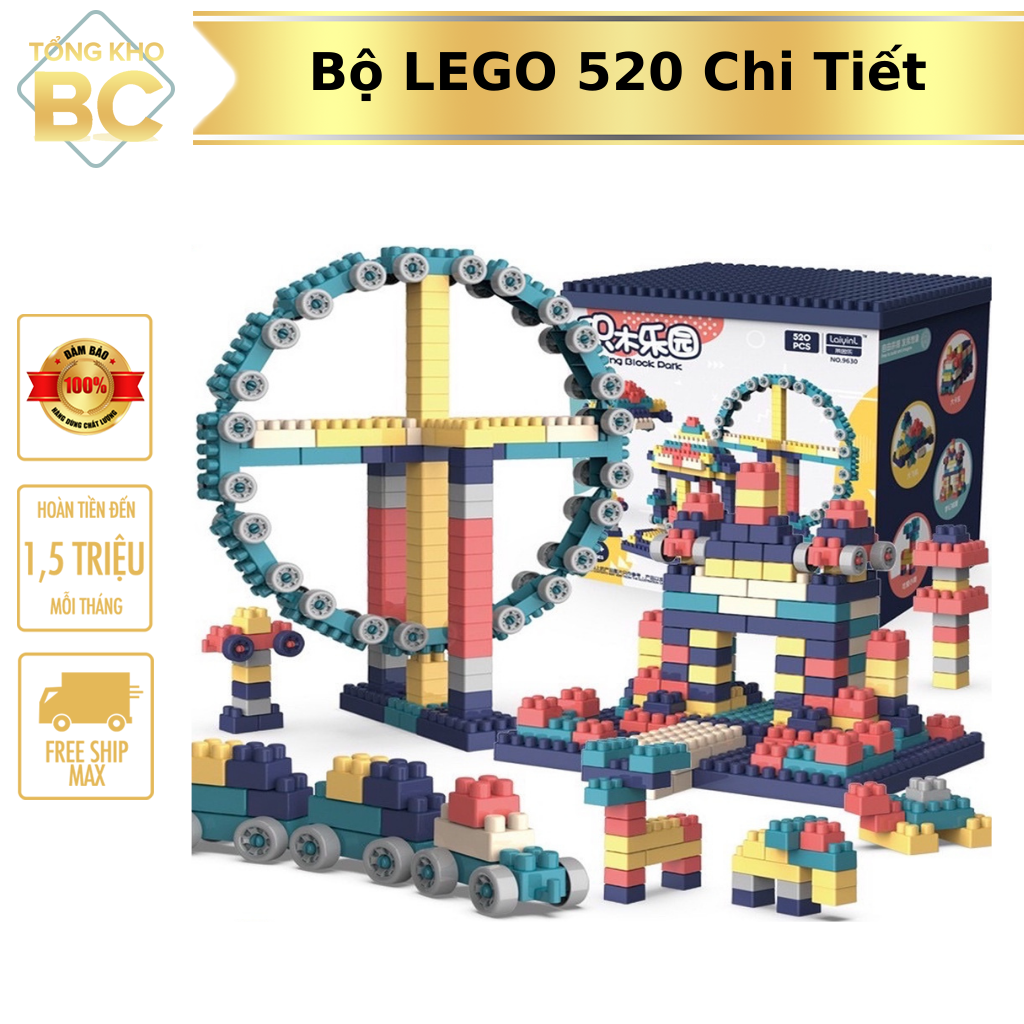 Bộ xếp hình lego 520 chi tiết đồ chơi phát triển tư duy, bộ đồ chơi lego lắp ráp cho bé