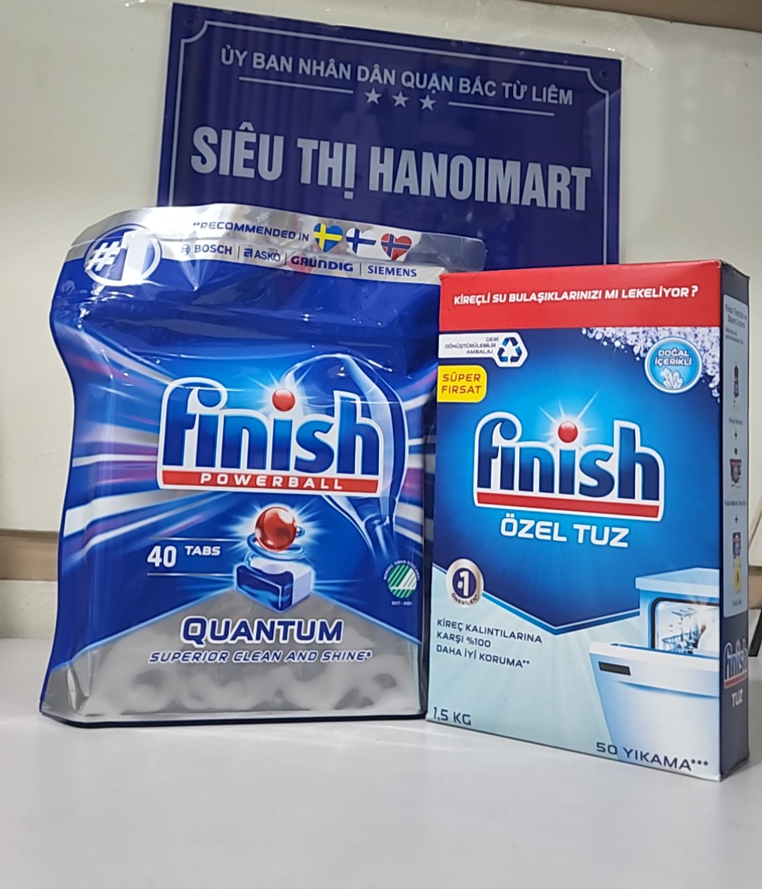 Viên rửa bát Finish quantum 400 viên hoặc muối làm mềm nước Finish 1.5kg dùng cho máy rửa bát