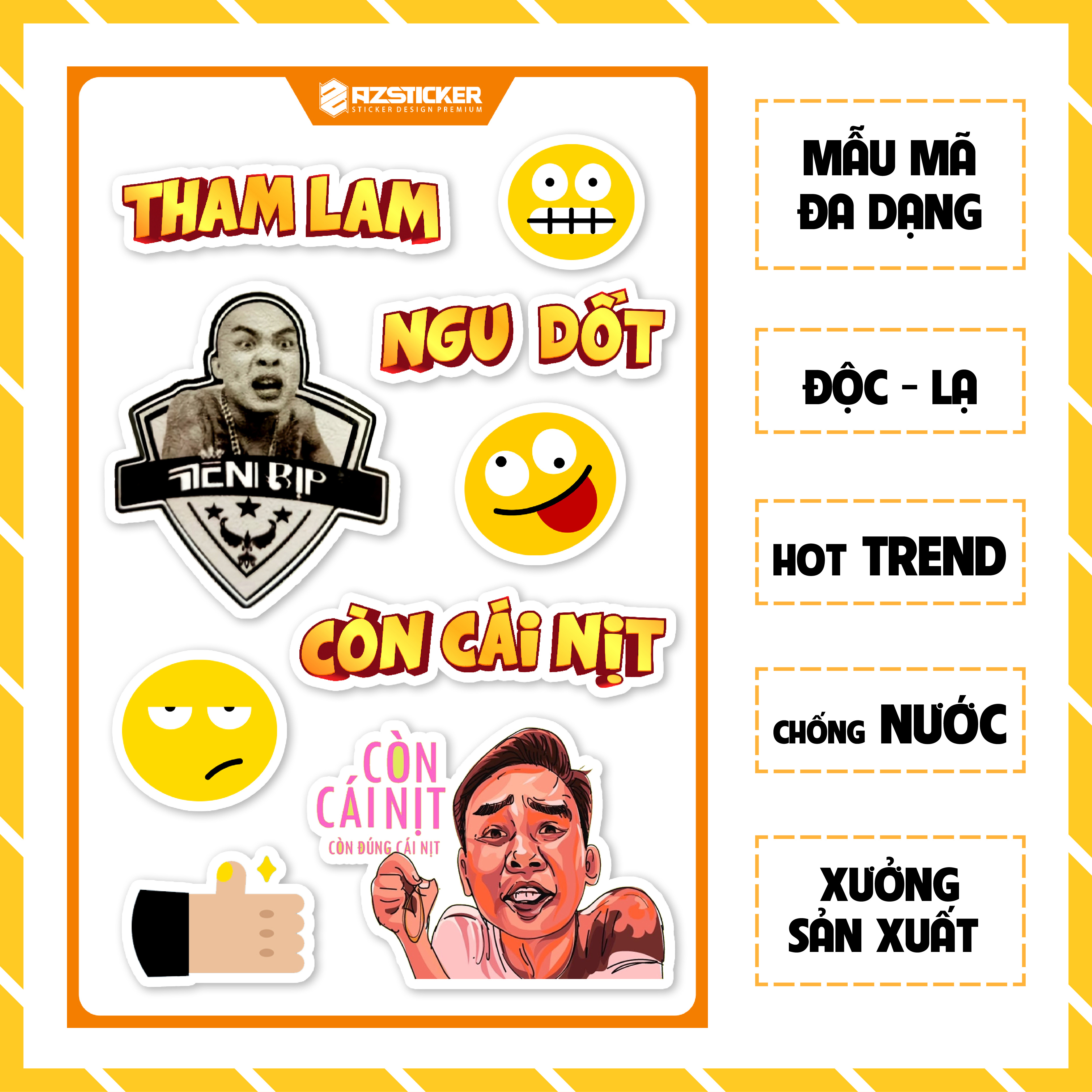 Sticker Tiến Bịp Set A5 Cực Chất Sản Xuất Tại Azsticker - Hình Dán Điện Thoại , Sticker Dán Máy Tính Cắt Sẵn Từng Hình