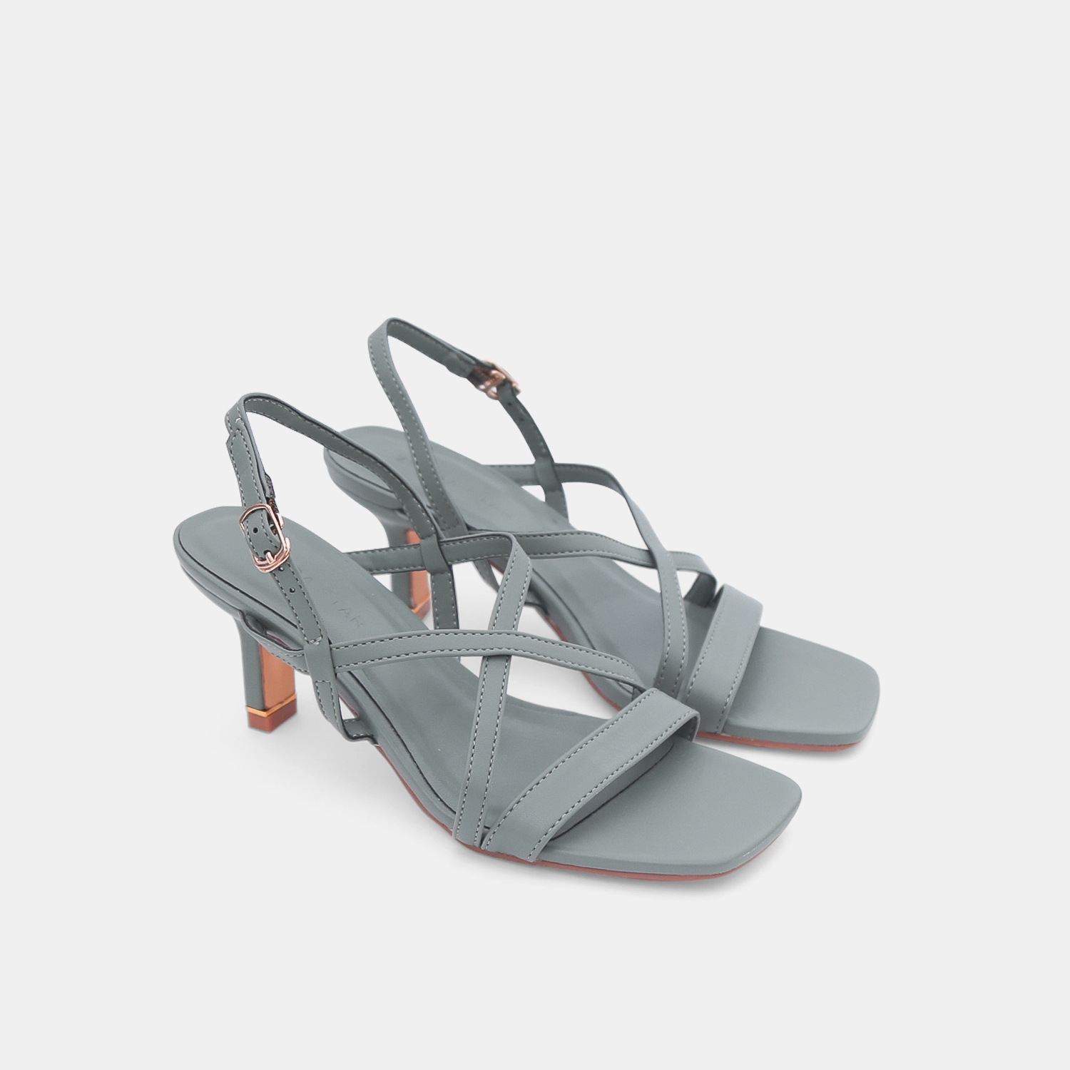 Sandal mũi vuông 7cm Zelda Star phối quai ngang- SN0410521