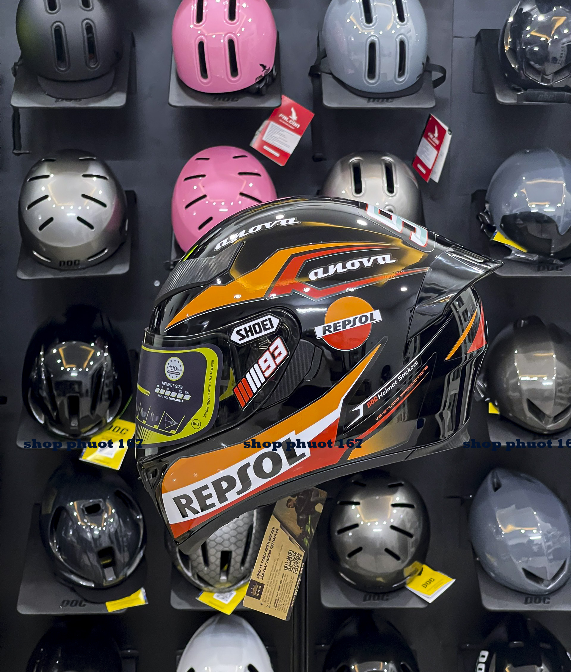 Nón Fullface ROYAL M138B 1 kính lên tem REPSOL loại mới nhất 2024, bảo hành 12 tháng