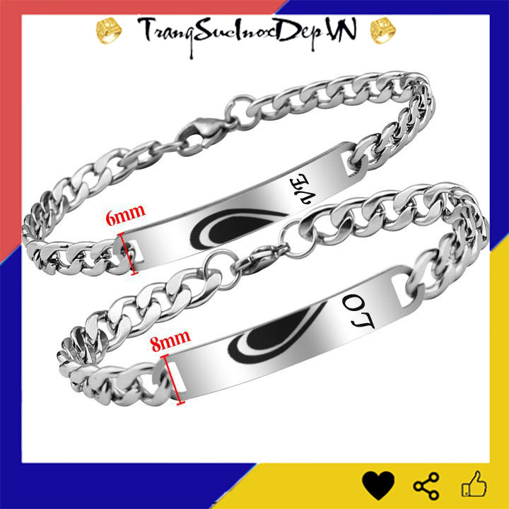 lắc tay cặp đôi tình nhân màu trắng không đen - nhiều mẫu - số lượng 1 cặp - được chọn mẫu theo yêu cầu