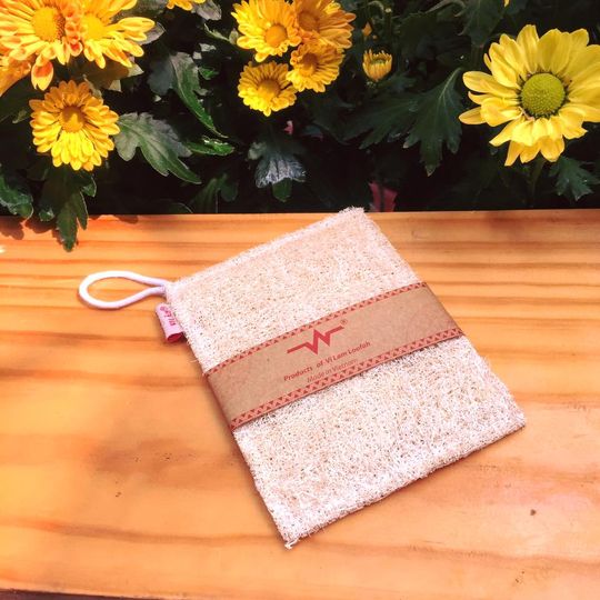 Miếng Rửa Chén Hình Chữ Nhật Nhỏ Xơ Mướp Vi Lâm 8x11cm