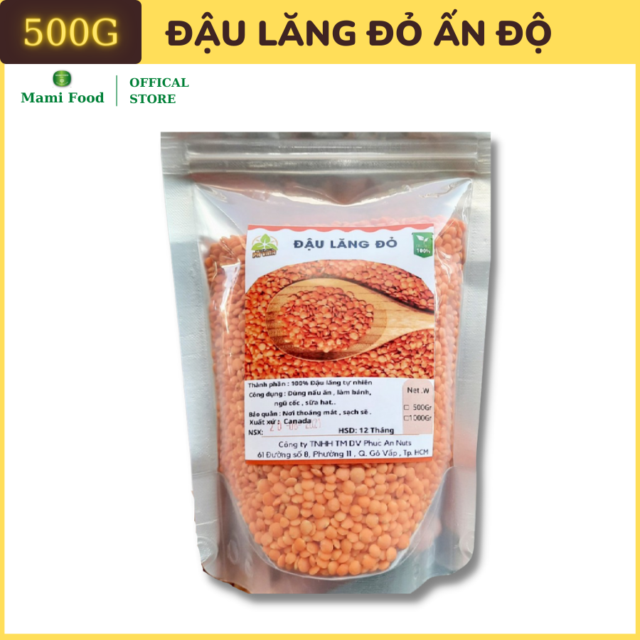 Đậu lăng đỏ tách vỏ ấn độ, 500 gr