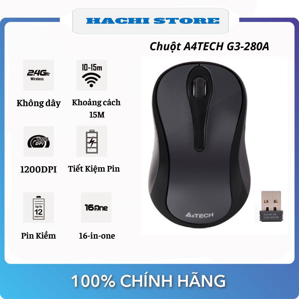 Chuột Không Dây A4Tech G3-280A - Hàng chính hãng