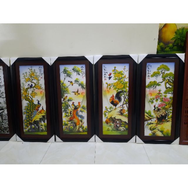 Bộ tranh gốm Tung-Cúc- Trúc - Mai hàng vẽ kỹ Bát tràng