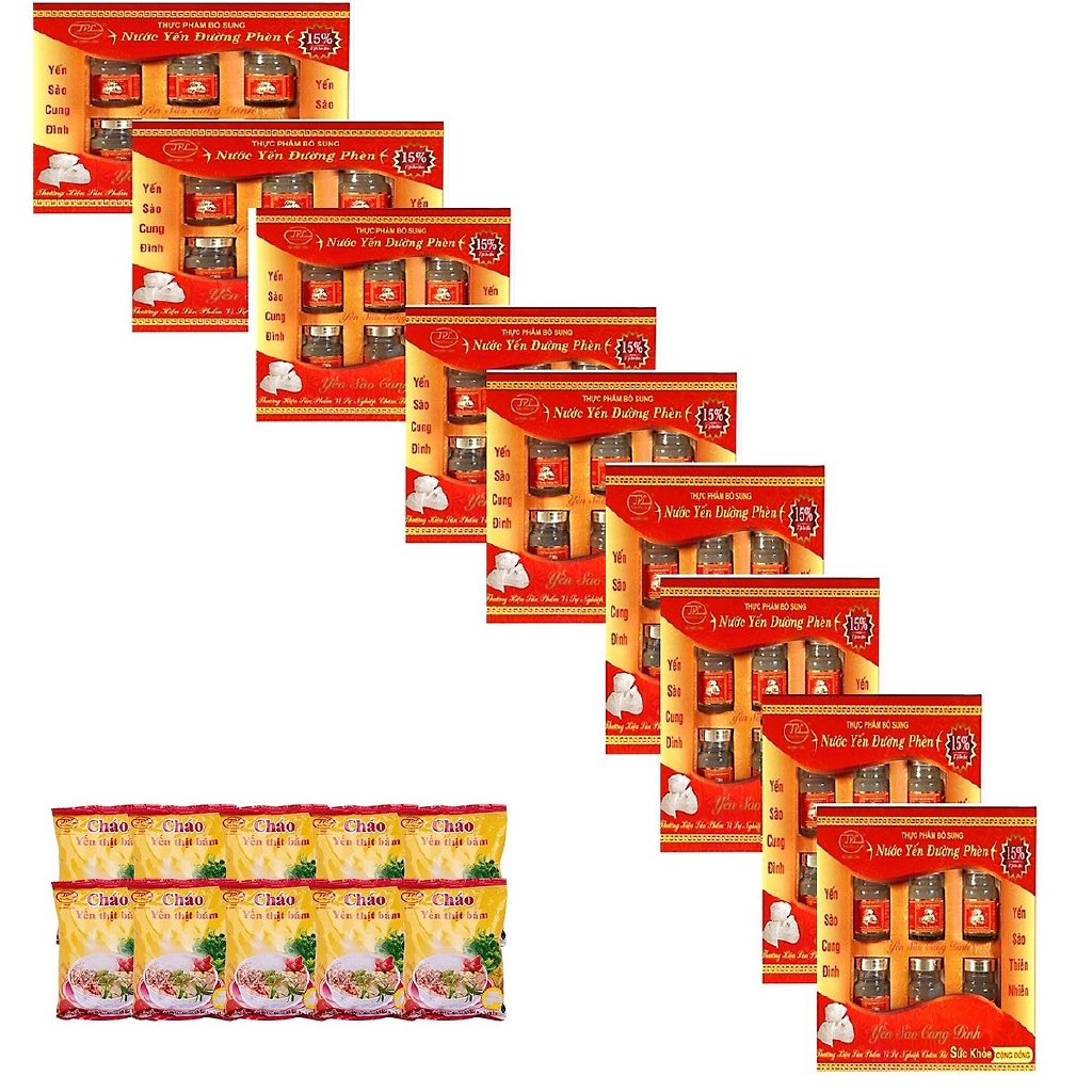 Combo 10 Yến sào đường phèn Cung Đình 22% yến tự nhiên tặng 5 cháo