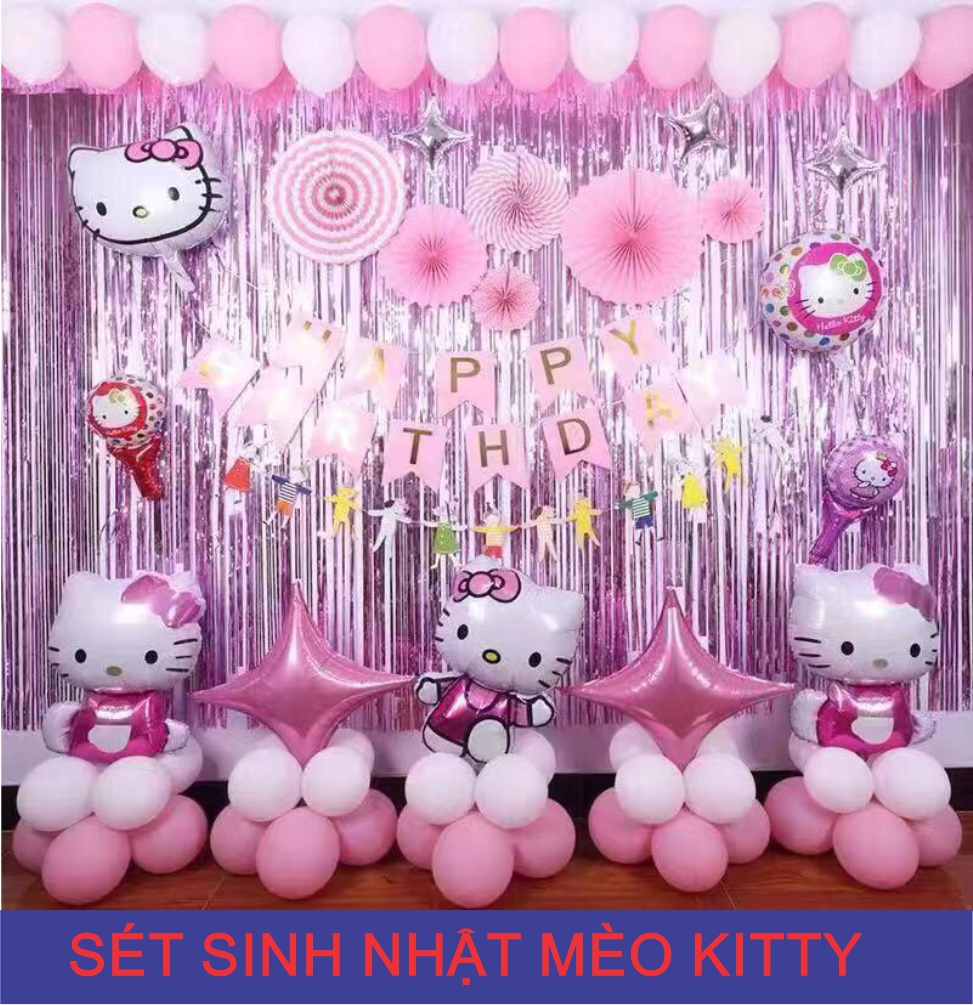 Sét trang trí sinh nhật cho bé - Tặng kèm bơm tay kèm rèm