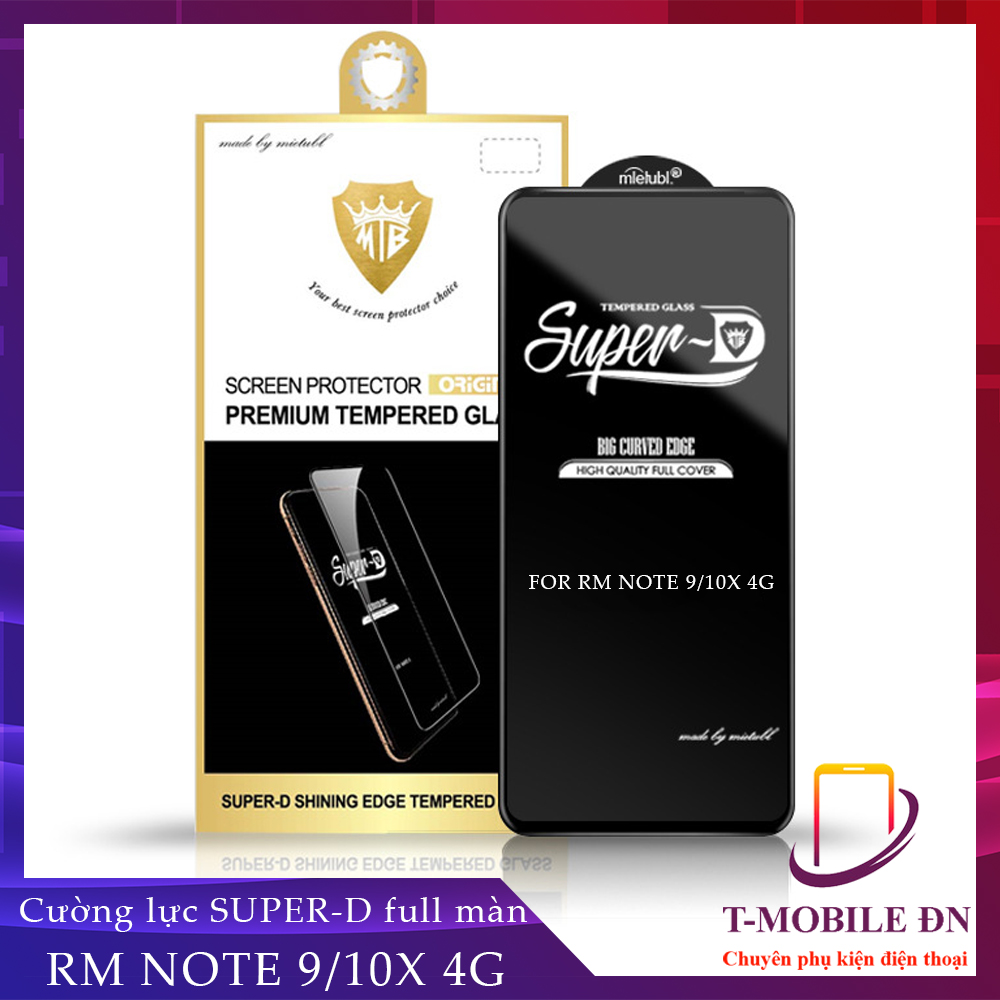 Kính cường lực Xiaomi Redmi Note 9 10X 4G Full màn Super-D thế hệ mới kèm miếng lau dry an wet và giấy lấy bụi