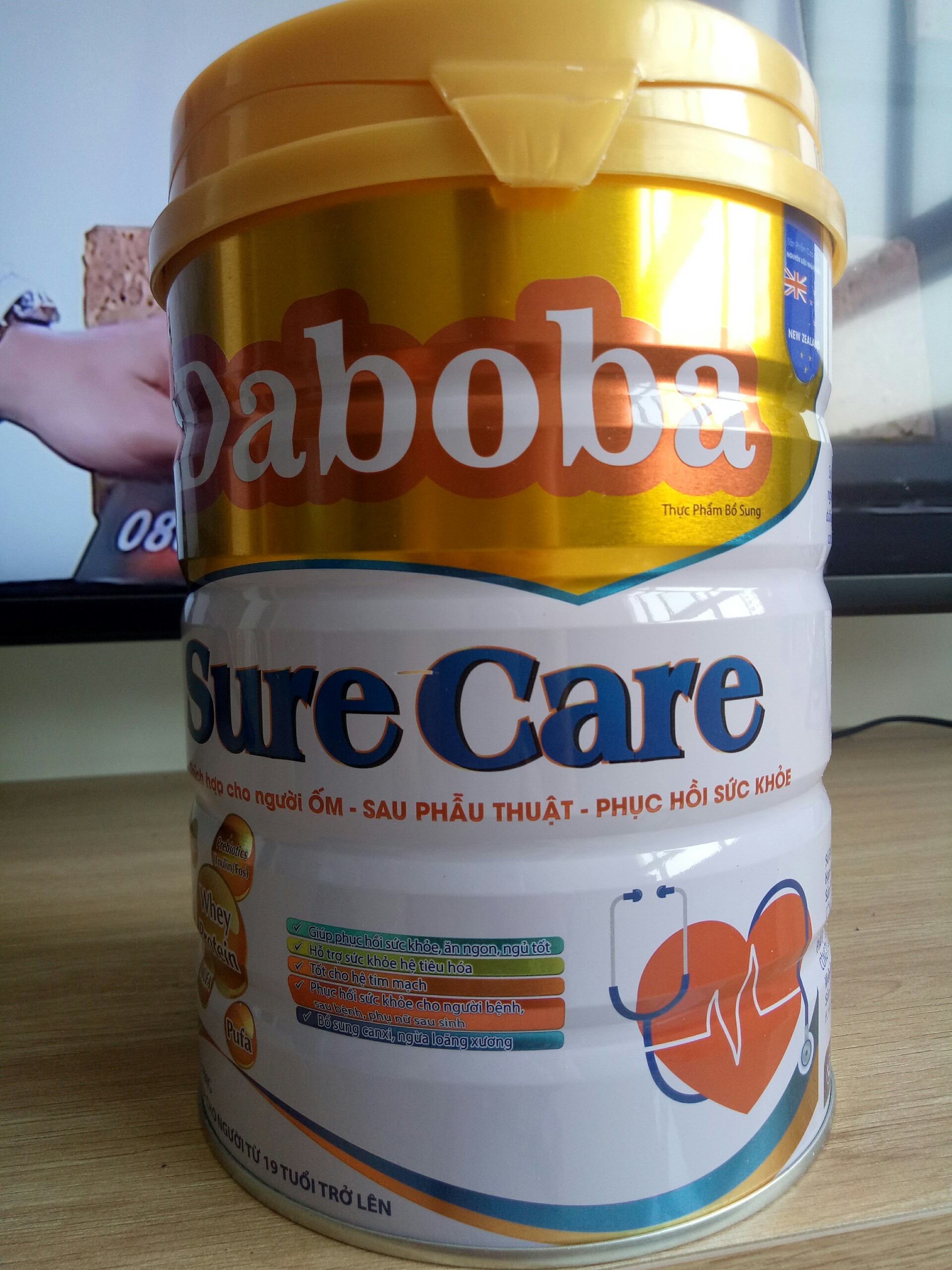 Sữa phục hồi sức khỏe Daboba Sure Care cho người già yếu, ốm, ăn uống kém lon 900g - phòng ngừa tim mạch và loãng xương
