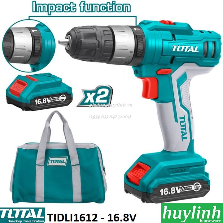 Máy khoan búa dùng pin total tidli1612 - 2 pin 16.8v