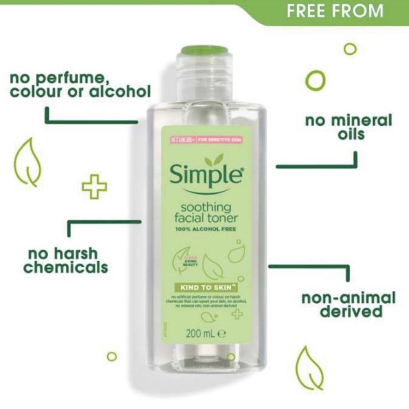 [HCM]Nước hoa hồng Simple ☘️  ☘️Toner Simple Kind To Skin Soothing Facial 200ml