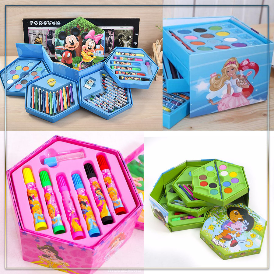 [HCM]Hộp bút chì màu 4 tầng xoay cho bé có 46 màu hộp chì màu hoạ tiết hoạt hình dễ thương giúp bé thích thú hơn khi sáng tạo