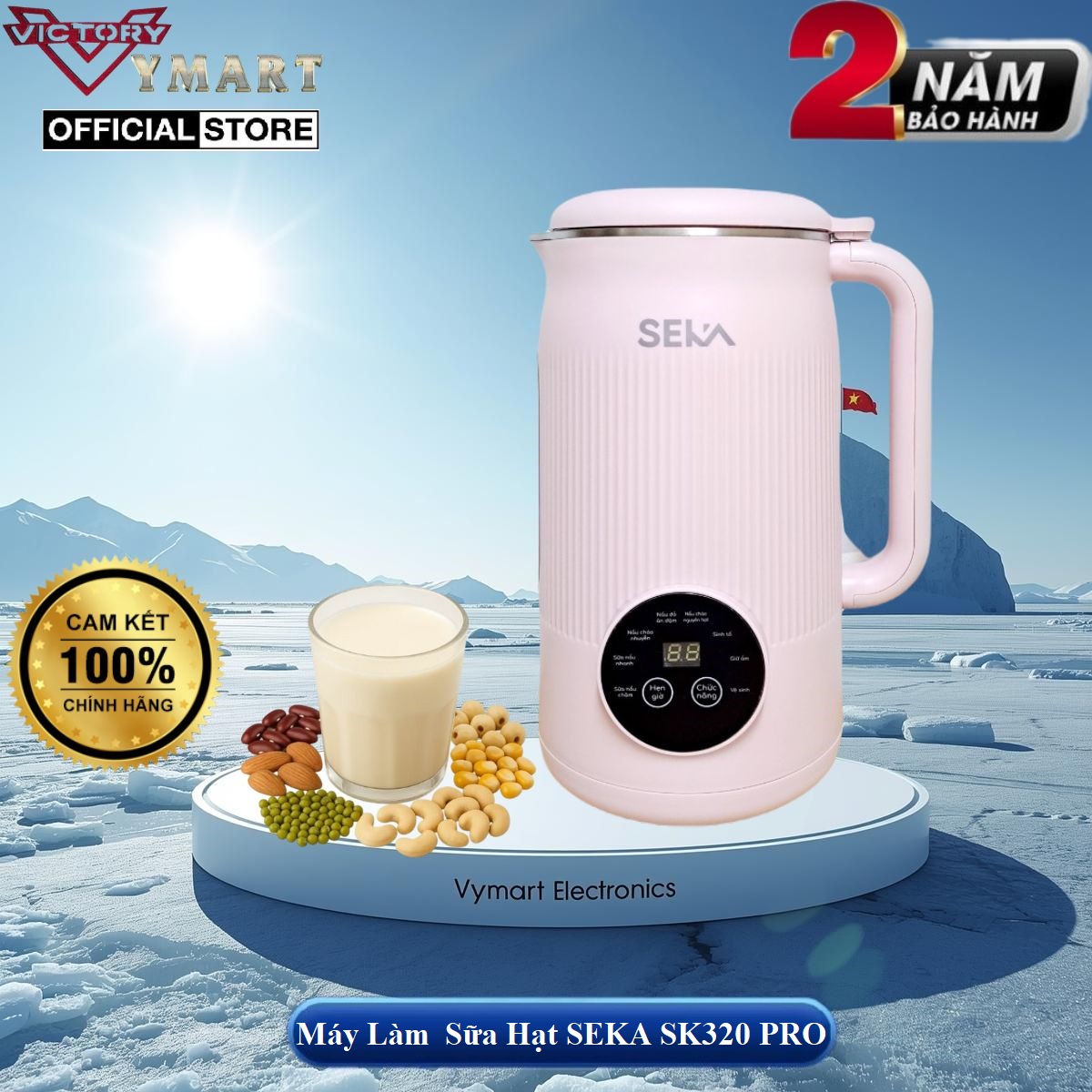 Máy Làm Sữa Hạt Mini Đa Năng 8 in 1 SEKA SK320 PRO 1,2L Dao 10 Cánh - Bảo Hành Chính Hãng 2 Năm