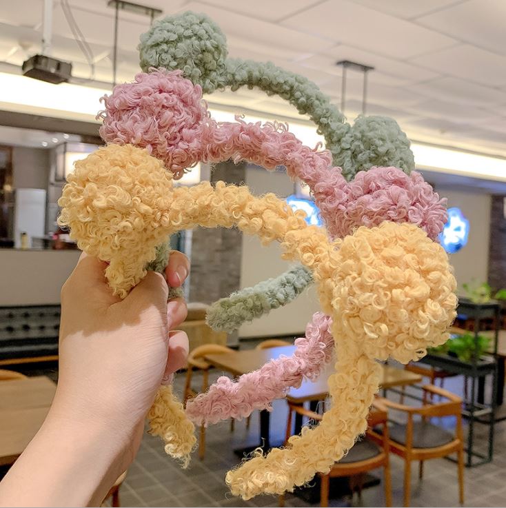 (7 màu) Băng Đô, Bờm Cài Tóc Tai Gấu Xù Cute