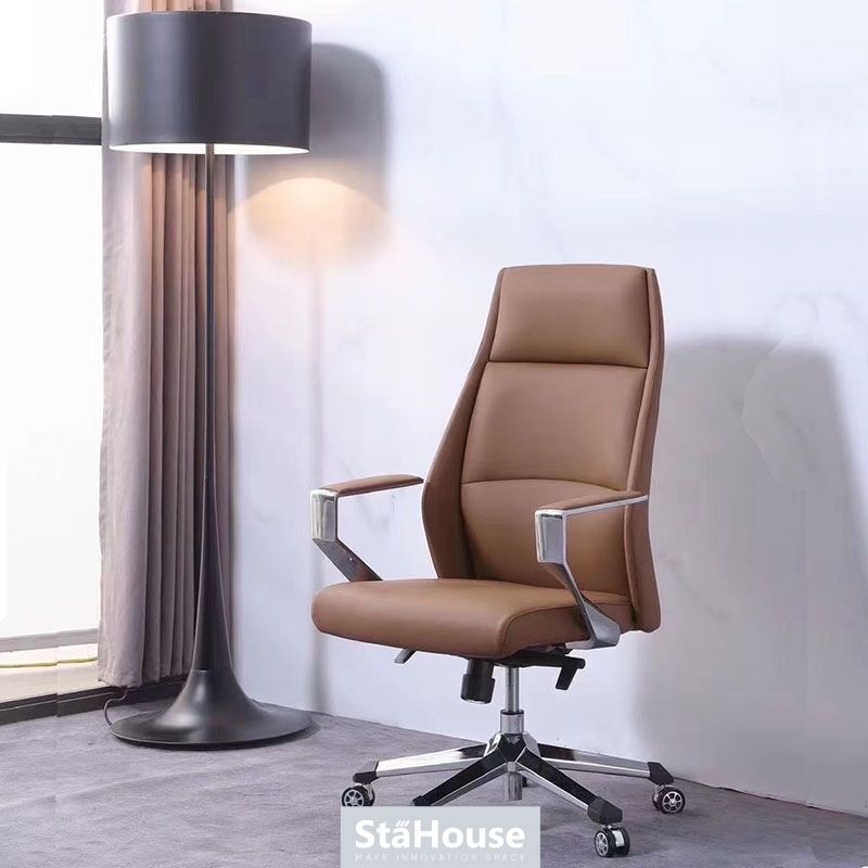 Ghế Giám Đốc Da Cao Cấp ngả lưng tay mạ Crom GD35 sang trọng, ghế văn phòng Stahouse