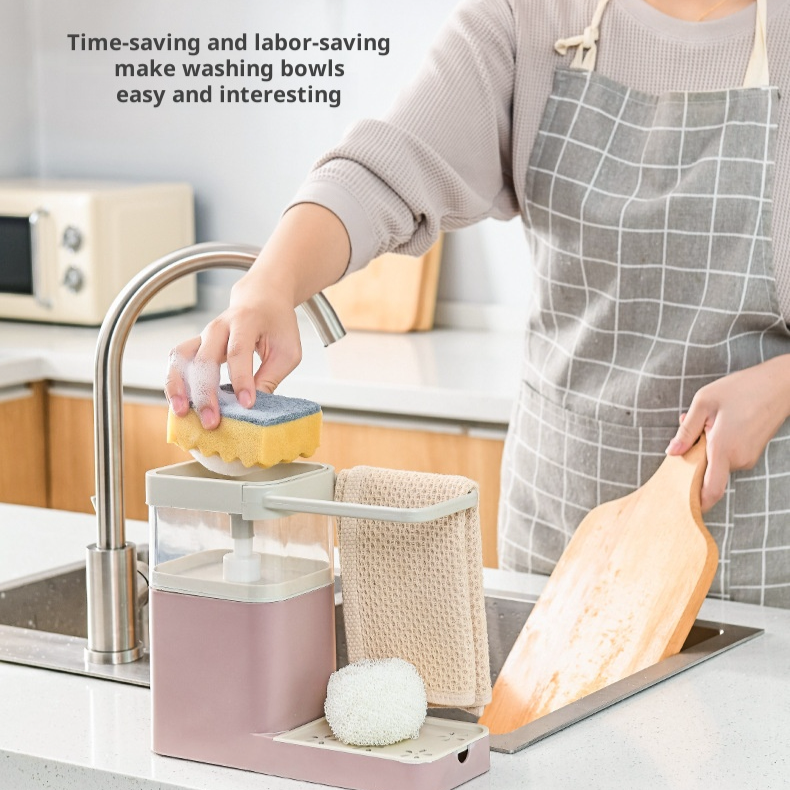 Kitchen Multifunctional Shelf Sink Dishwashing Liquid Pressing Sponge Rag Holder Towel Holder
