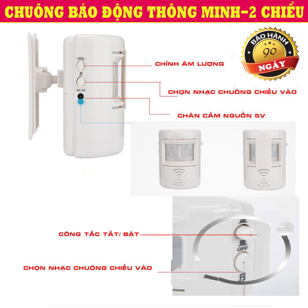 Chuông Chống Trộm Gắn Cửa, Chuông Báo Khách Khi Mở Cửa, Chuông Cảm Biến Chống Trộm. Sản Phẩm 2 Trong 1- Báo Khách Đến Và Hú Còi Khi Có Trộm, Dễ Dàng Lắp Đặt -Bảo Vệ An Toàn Tuyệt Đối Cho Ngôi Nhà Của Bạn.