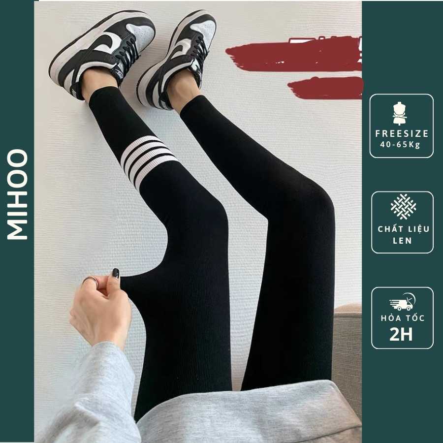 Quần legging thom kẻ ngang, Quần tất legging thom co giãn 4 chiều, Quần legging hoạ tiết kẻ sọc thời trang