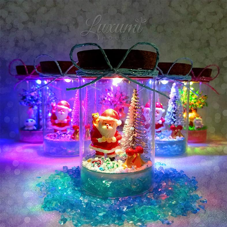 [HCM]Quà tặng noel - Ông già Noel trong lọ thủy tinh có đèn chuyển màu bảy sắc cầu vòng - Quà tặng giáng sinh - Quà tặng Handmade - Quà tặng sinh nhật