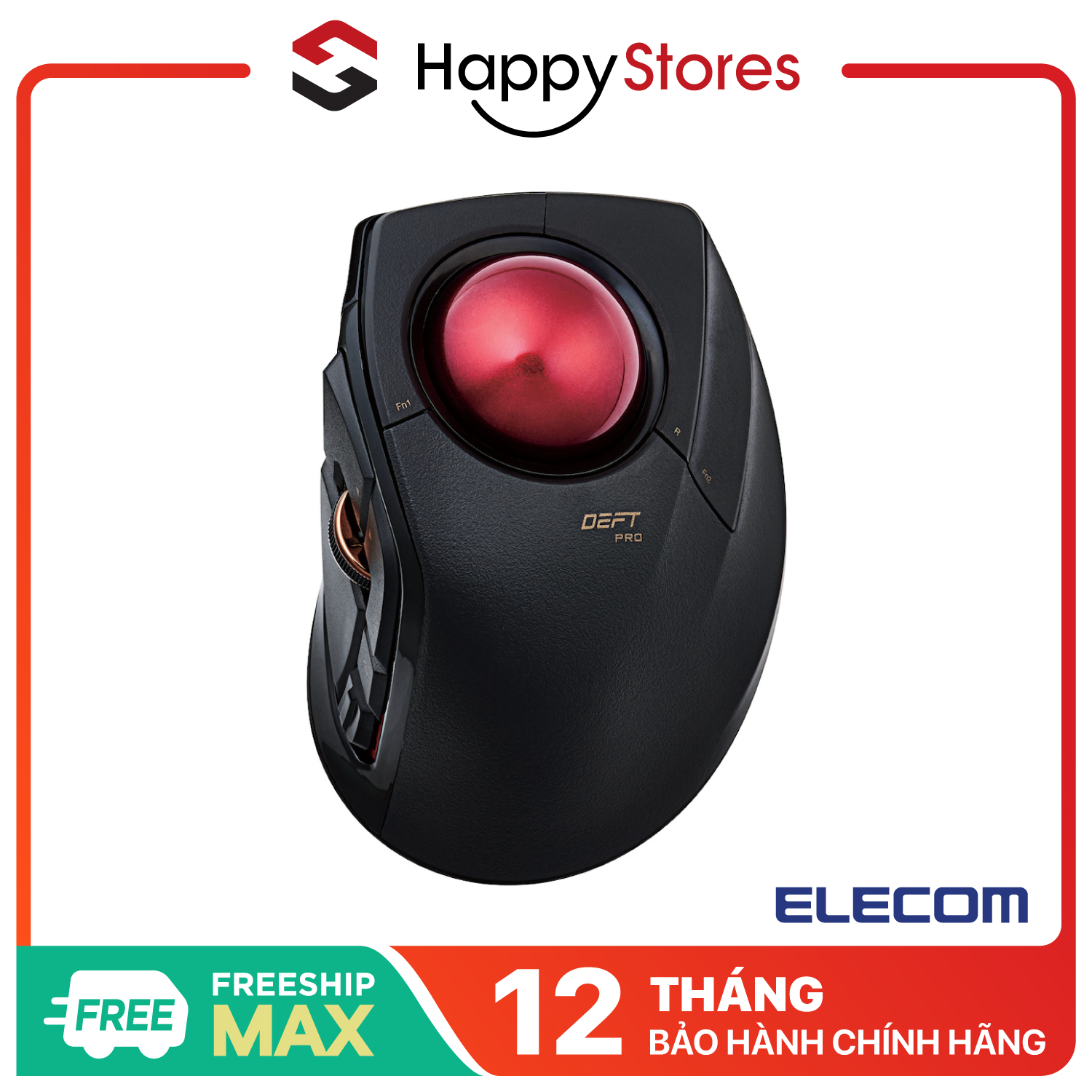 Chuột Trackball Không Dây 1500dpi Elecom M-DPT1MRBK Chính Hãng