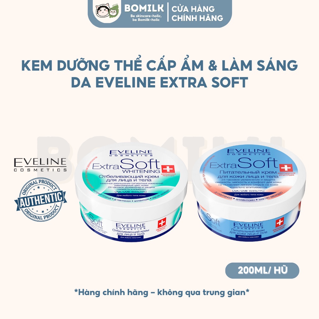 Kem dưỡng thể dưỡng ẩm & sáng da Eveline Extra Soft / Whitening