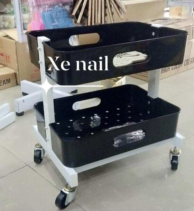 [HCM]Xe đẩy nail - spa 2 tầng tiện lợi chuyên dụng trong nail
