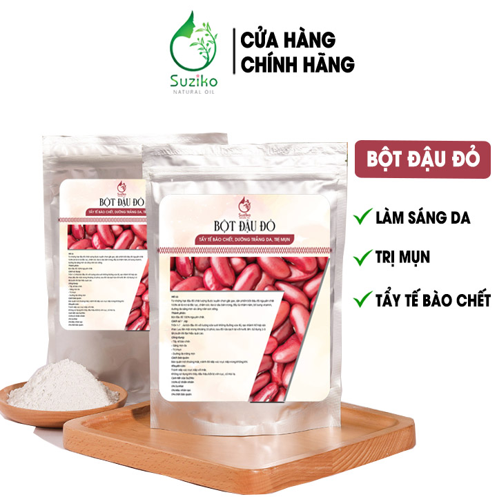 Bột mặt nạ đậu đỏ nguyên chất dưỡng da trắng mịn - bột đắp mặt giảm mụn suziko handmade
