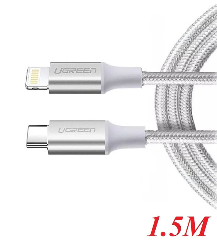 Ugreen 70524 1.5m cáp usb type c ra lightning 2.0 màu trắng us304