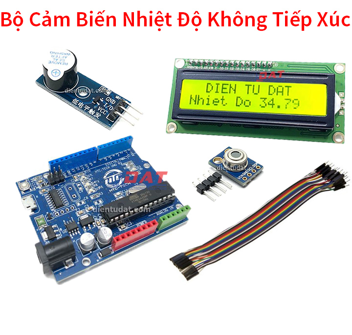 Combo Lắp Bộ Cảm Biến Nhiệt Độ Không Tiếp Xúc Hiển Thị LCD Báo Còi