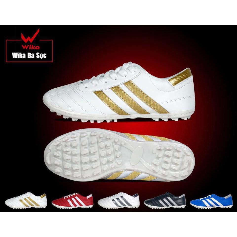 [Form Nhỏ] GIÀY ĐÁ BÓNG WIKA BA SỌC ĐÃ KHÂU ĐẾ, RẺ, BỀN, ĐẸP