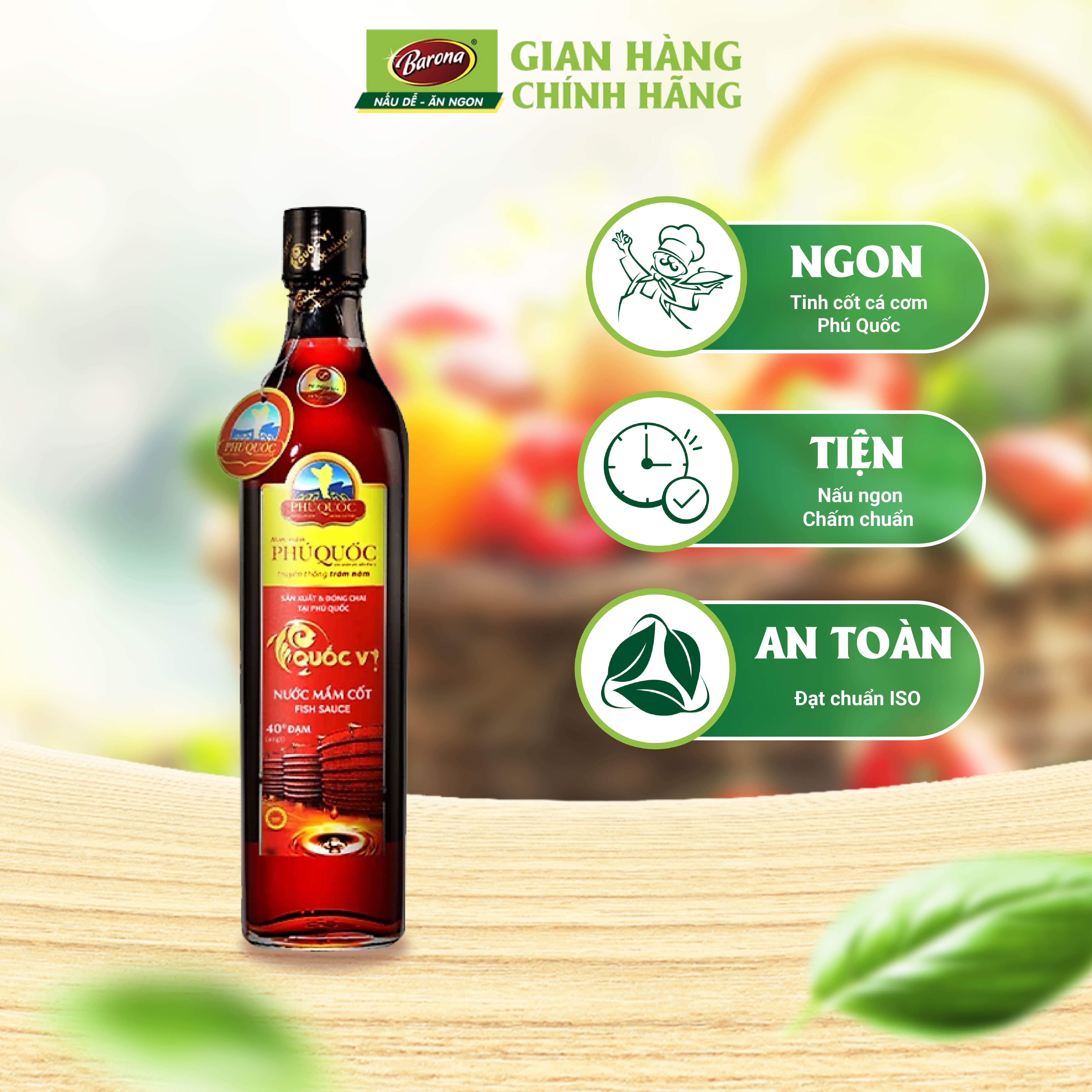 Nước Mắm Cốt Phú Quốc Quốc Vị Barona 40 độ đạm 520ml