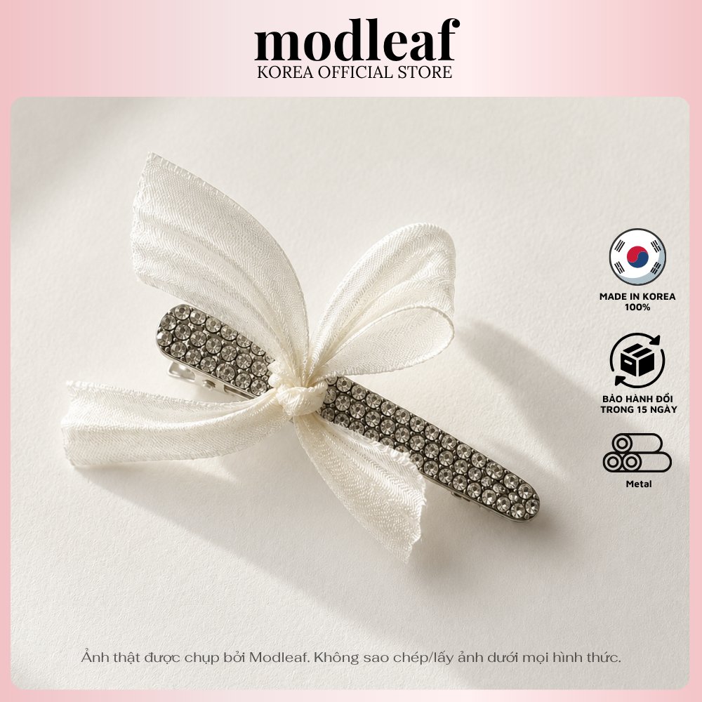 Kẹp mái nơ voan đính đá thanh lịch Modleaf Serein Clip Hàn Quốc