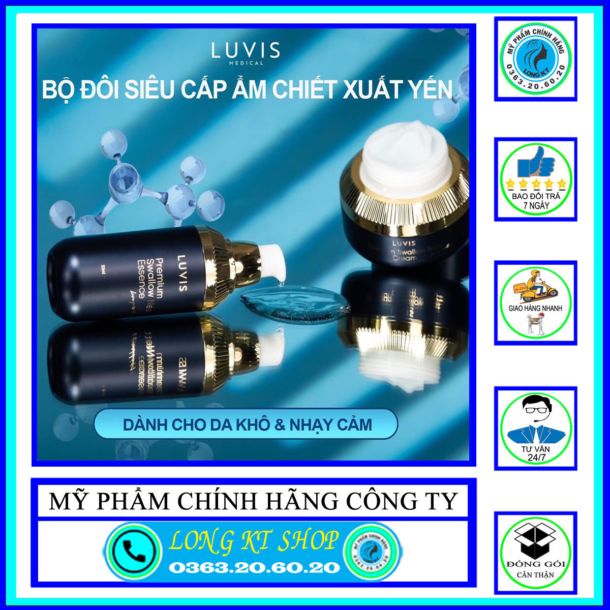 Bộ đôi dưỡng da luvis premium swallow nest essence + nest cream tinh chất tổ yến
