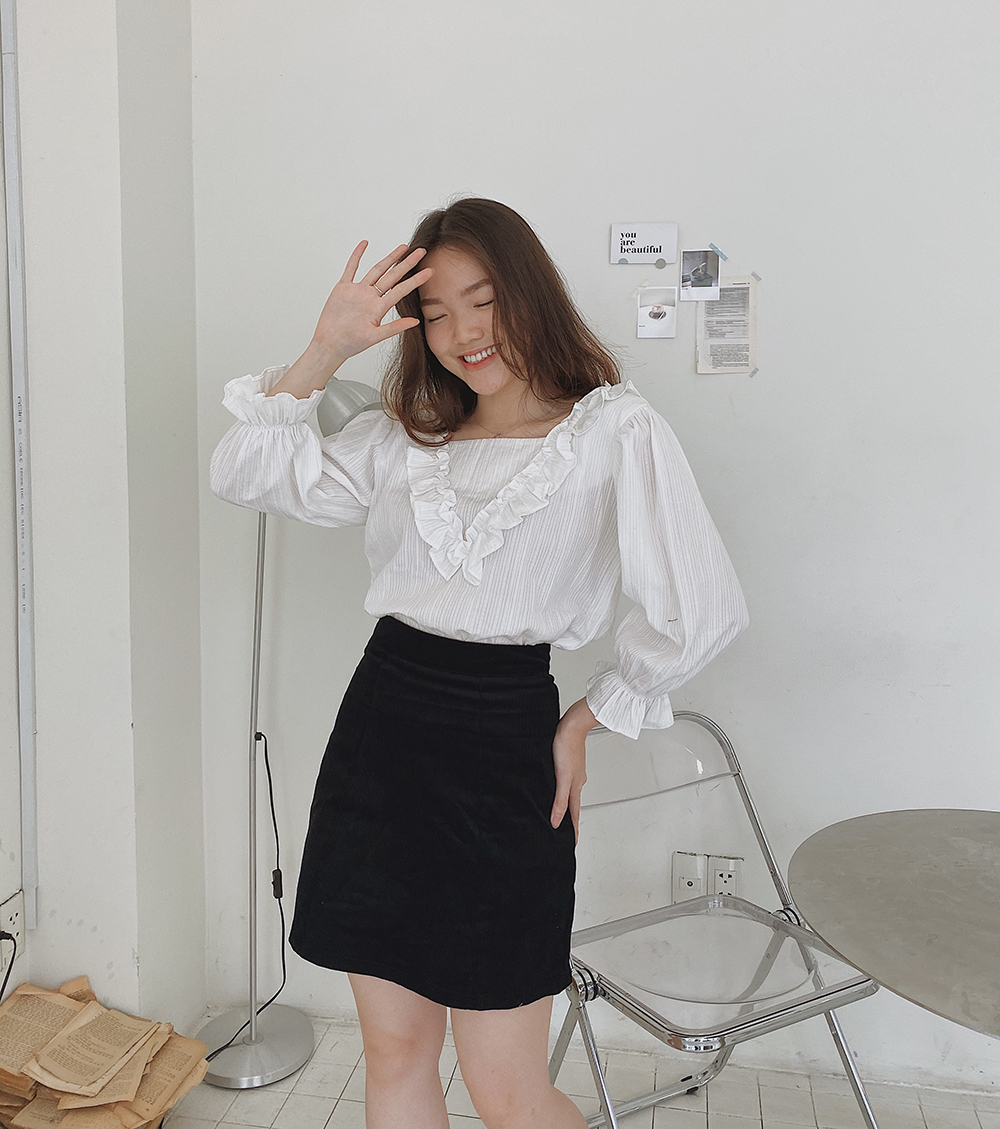 Chân váy lưng cao chữ a, velvet skirt lucet fashion, chân váy xinh