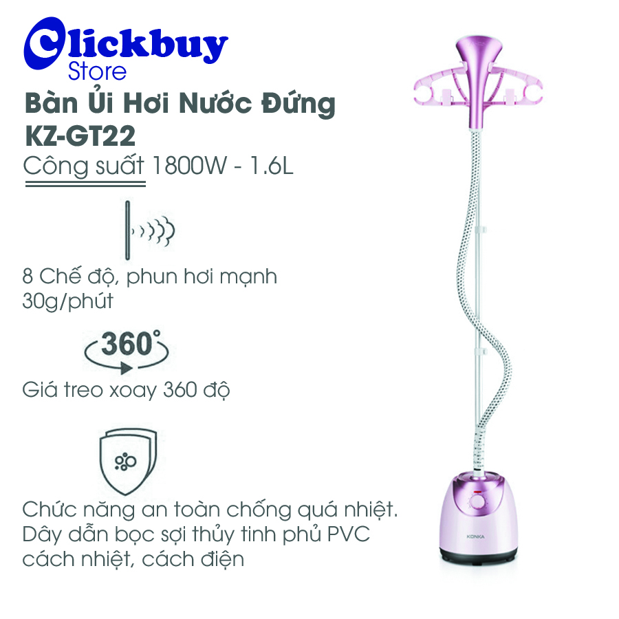 [FREESHIP MAX] Bàn Ủi Hơi Nước Đứng KZ-GT22 Công Suất Lớn 1800W-8 Chế Độ Hơi-An Toàn Chống Quá Nhiệt
