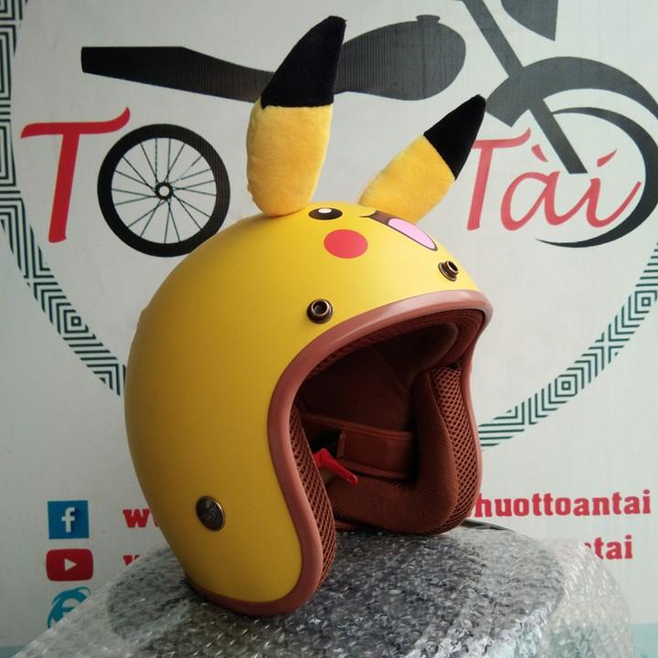 Mũ bảo hiểm 3/4 Pikachu hàng cao cấp ảnh thật
