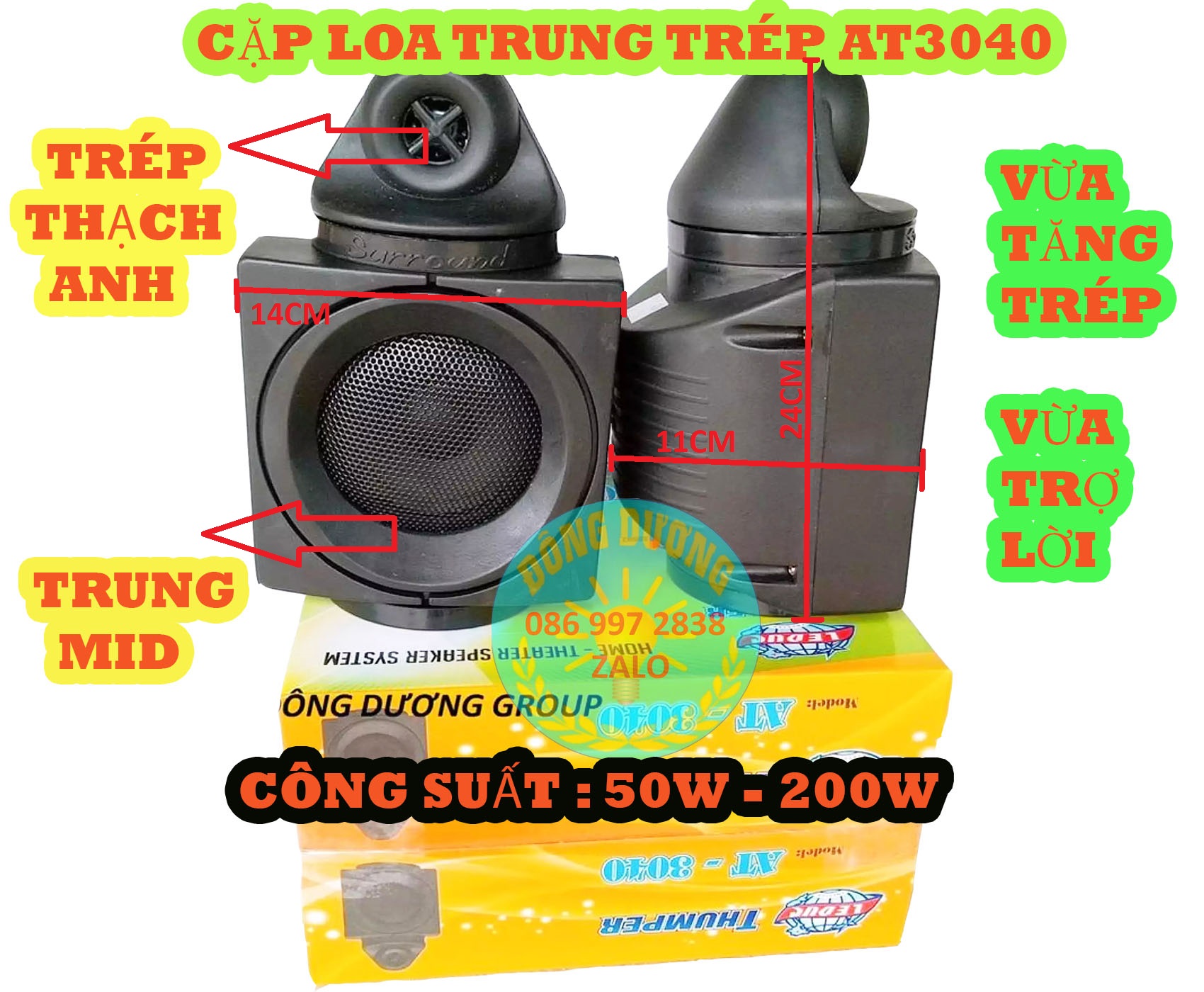 Bộ 02 loa bổ sung trép + lời cho dàn âm thanh at3040 200w - loa trép rời - loa trợ lời