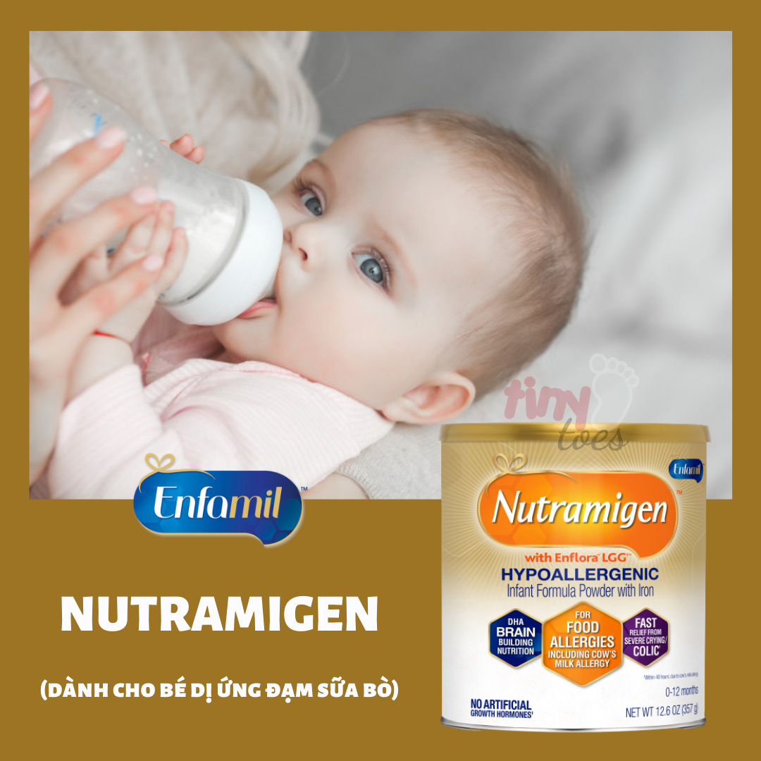 Sữa bột Enfamil Nutramigen cho bé dị ứng đạm sữa bò, đạm thủy phân toàn phần giúp bé hấp thu tốt và không dị ứng, công thức phát triển toàn diện trí não và thể chất, hộp thiếc 357g, Mỹ