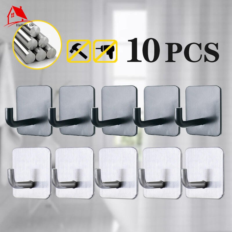 Thép không gỉ Móc treo tường tự dính Móc treo khăn Móc treo phụ kiện phòng tắm