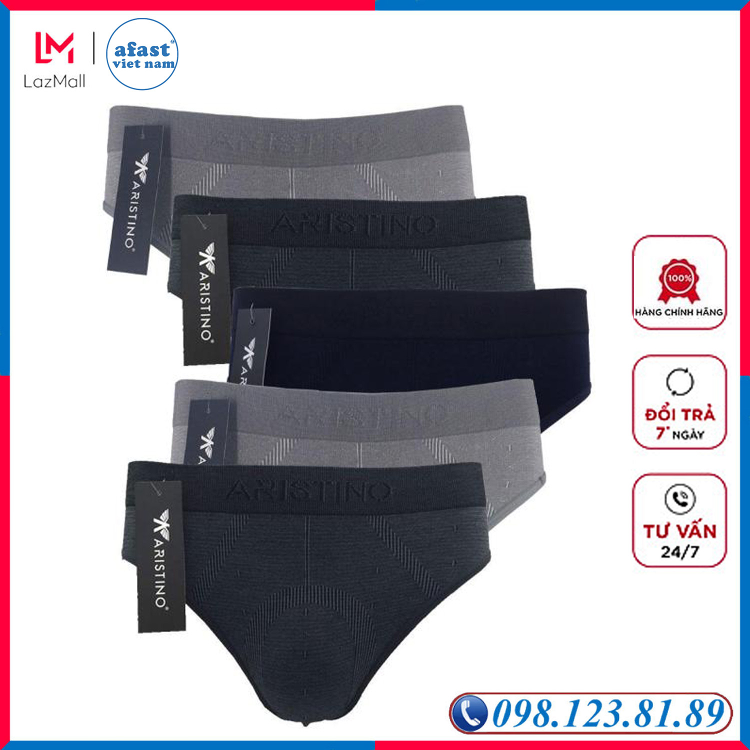 Combo 5 chiếc quần lót nam tam giác sợi tre cao cấp Aristino AD 09 chất liệu Bamboo, độ đàn hồi cao, tăng khả năng kháng khuẩn - AFAST VIỆT NAM