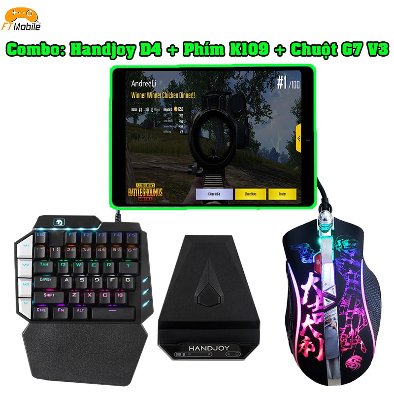 Handjoy D4 | Bộ Chuyển đổi chơi game bàn phím chuột dành cho điện thoại máy tính bảng