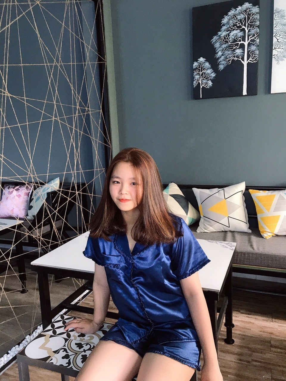 Đồ bộ pizama phi lụa đùi bèo