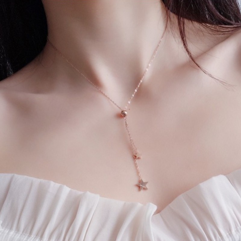 Dây chuyền ngôi sao kiểu chữ y titan ko đen tt 2772