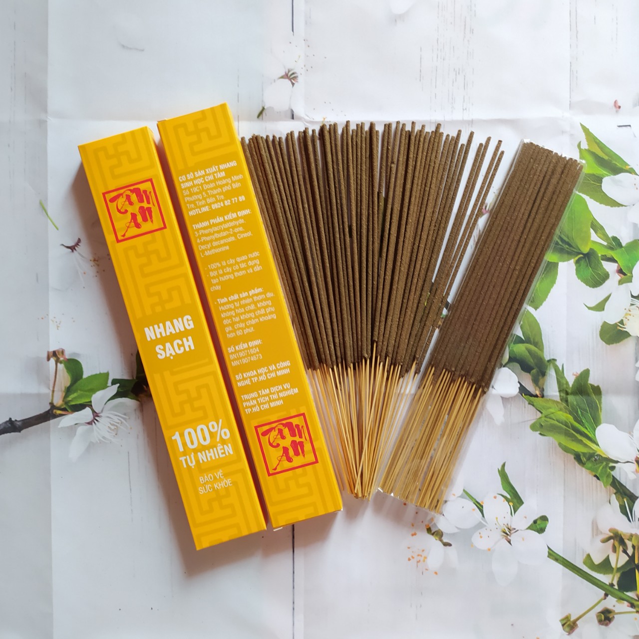 Combo 2 hộp Nhang sạch Tâm An hương lá Quao có kiểm định chất lượng an toàn sức khoẻ (100 cây)