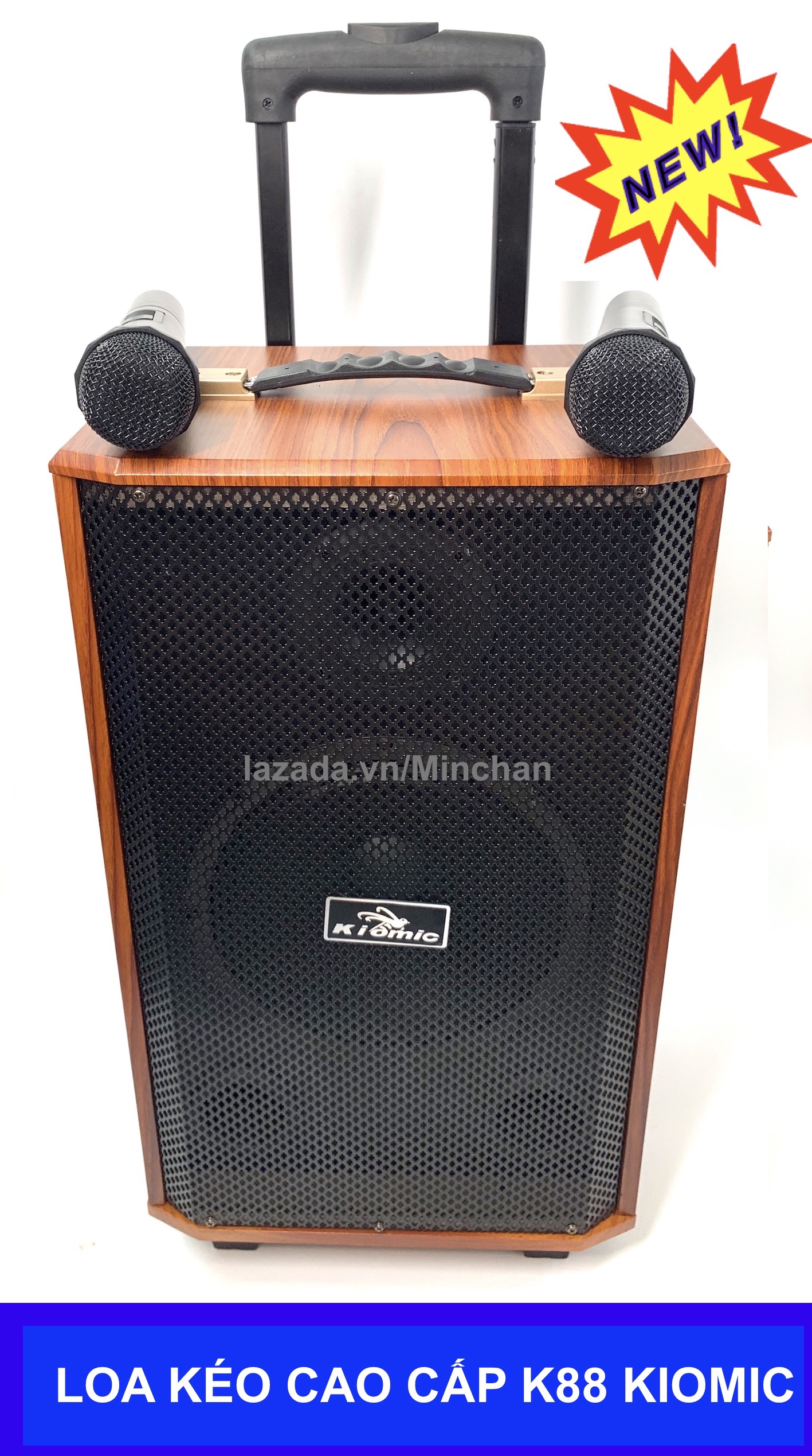 Loa Kéo Di Động Kiomic Xài Bình Tặng Kèm 2 Micro Không Dây Karaoke Bluetooth K88 Âm Thanh Siêu Đỉnh 200W 2023