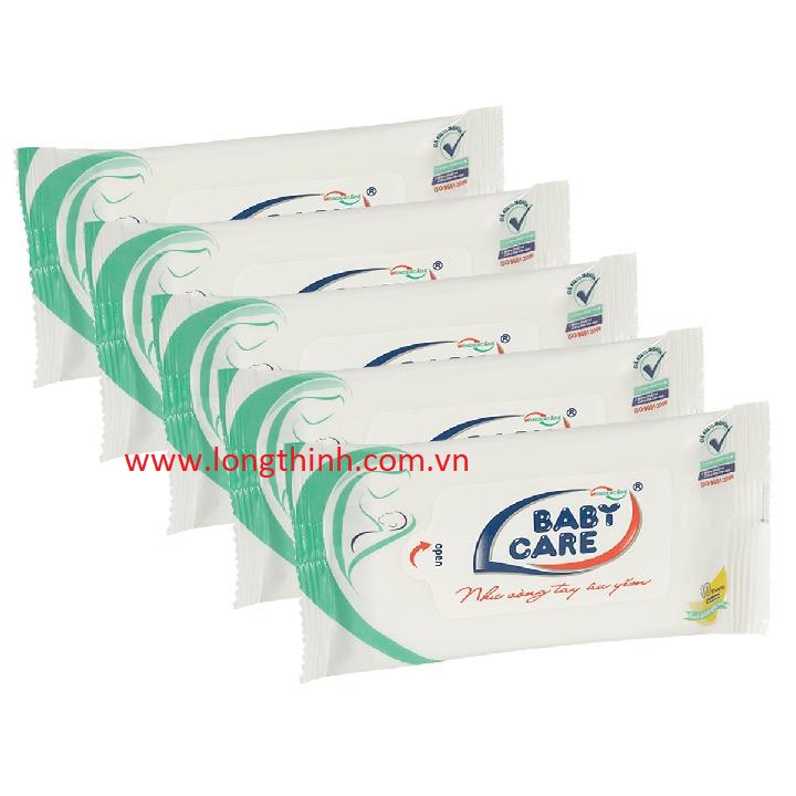 Lốc 5 gói khăn giấy ướt có cồn Babycare 10 tờ/gói