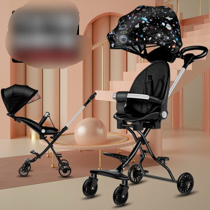 Xe đẩy gấp gọn m8 2 chiều 2 tư thế hàng kèm đệm và mái che