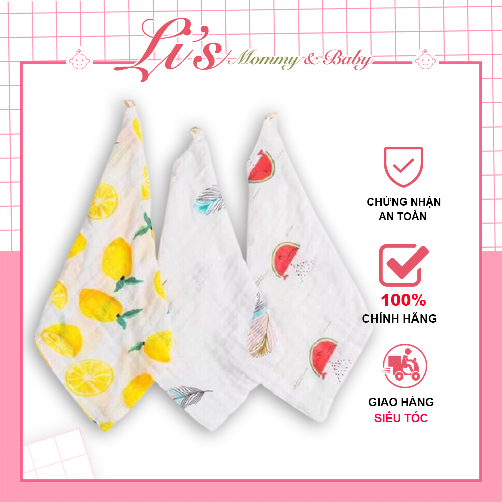 Khăn sữa cho bé sợi tre Aden Anais 30*30CM Set 3 cái khăn rửa mặt lau dãi siêu mềm mịn cho bé sơ sinh K36