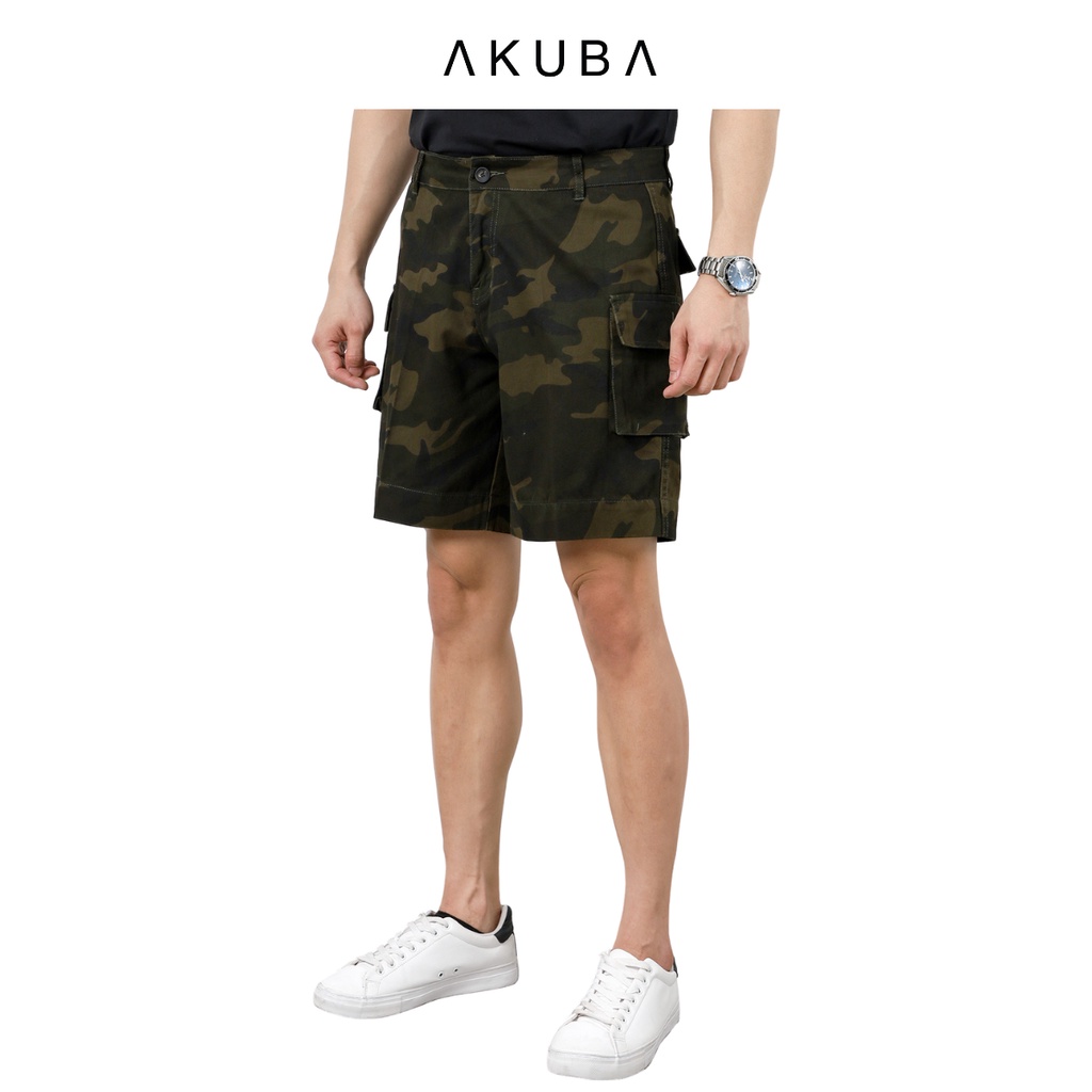 Quần short kaki cao cấp akuba họa tiết rằng ri cá tính 01h0420